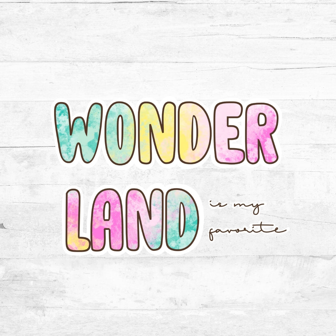 Bügelbild Wonderland Schriftzug