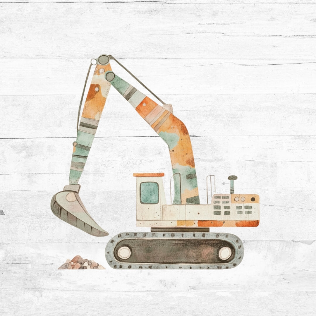 Bügelbild bunter Bagger