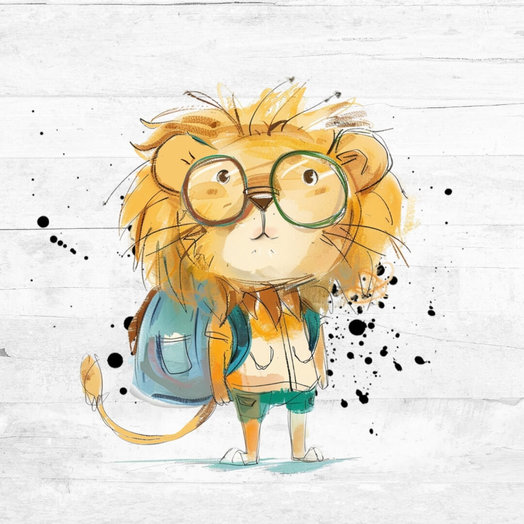 Bügelbild Schulkind - der Schul-Löwe