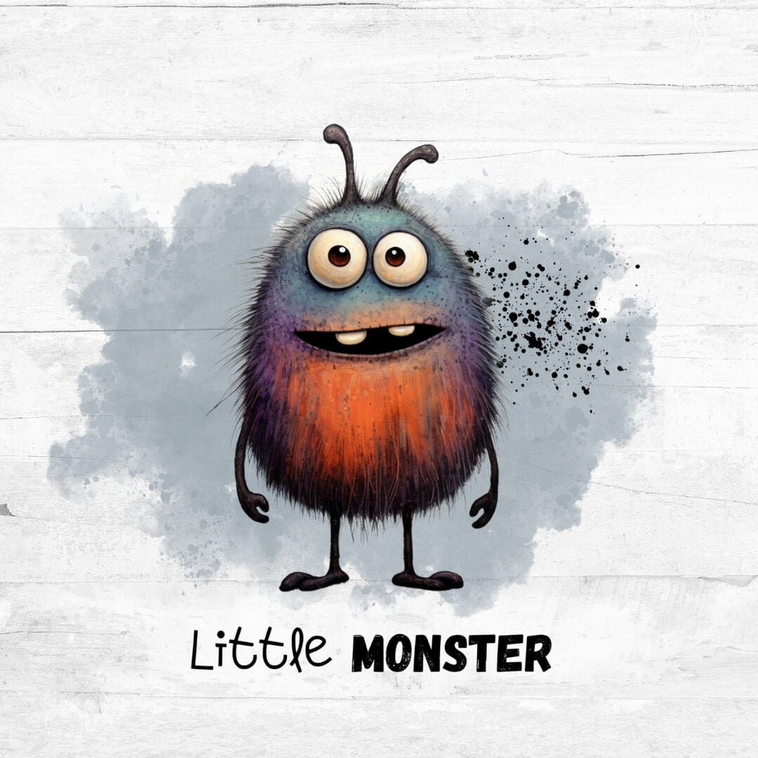Bügelbild little Monster mit Schriftzug