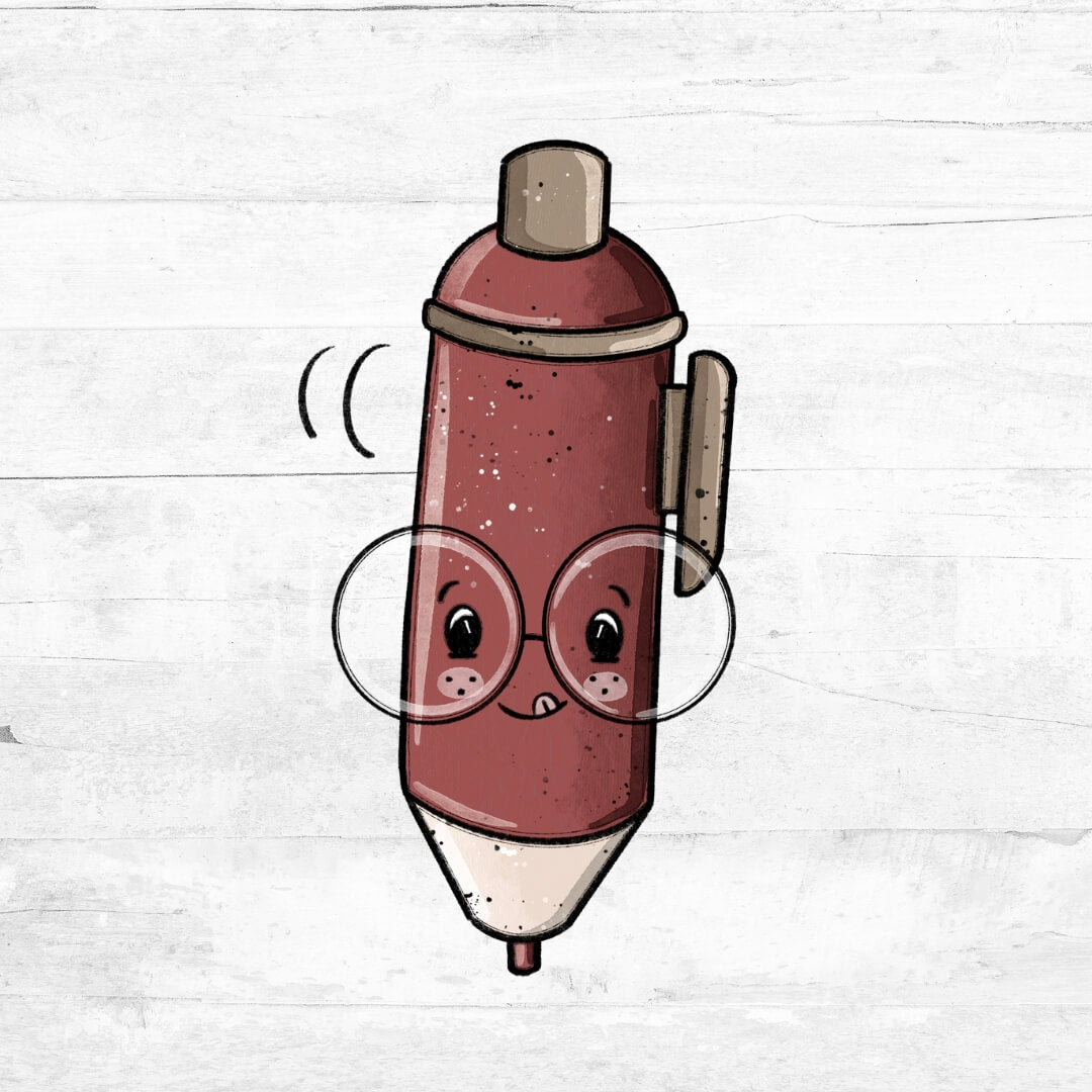 Bügelbild Schreibzeug Stift braun