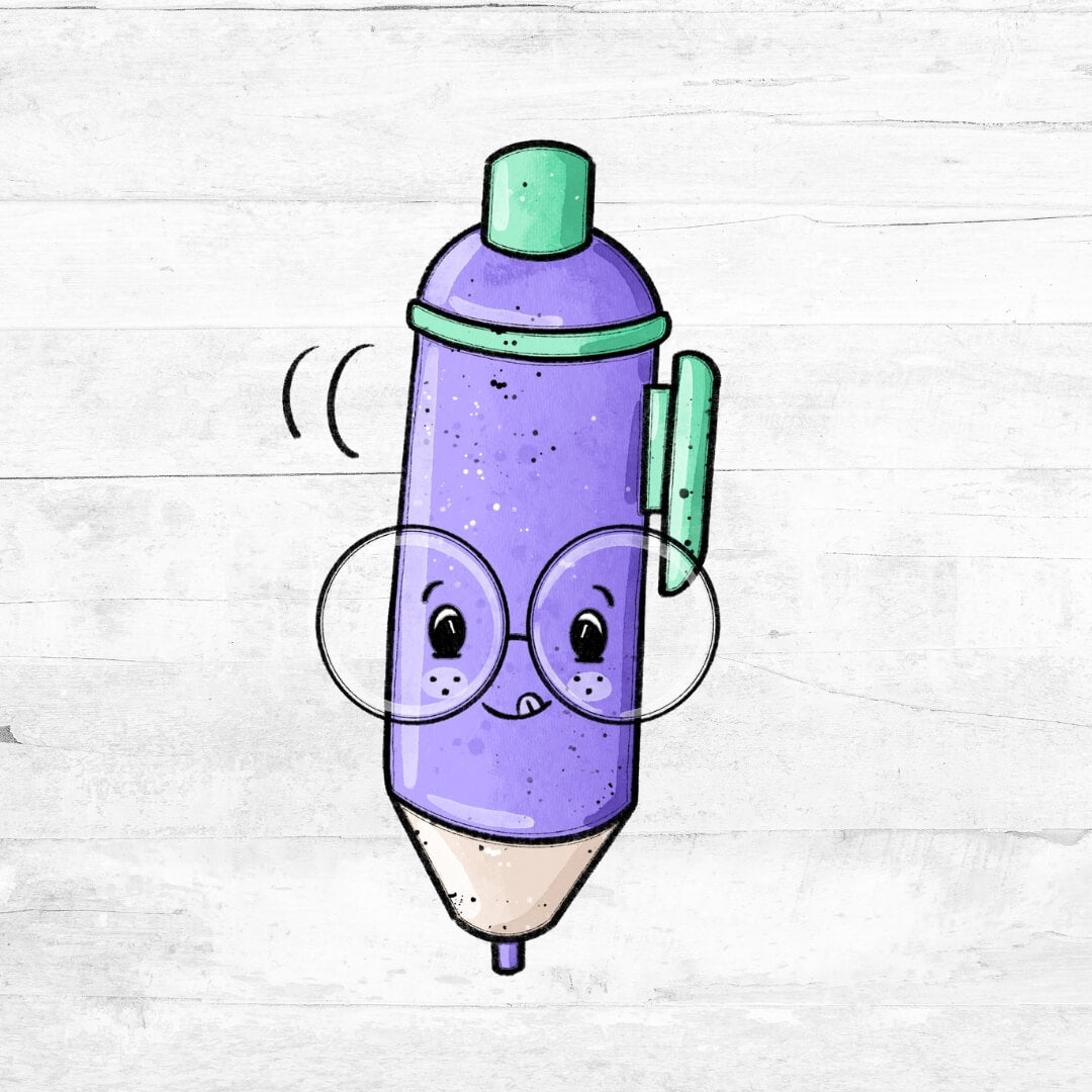 Bügelbild Schreibzeug Stift Lila