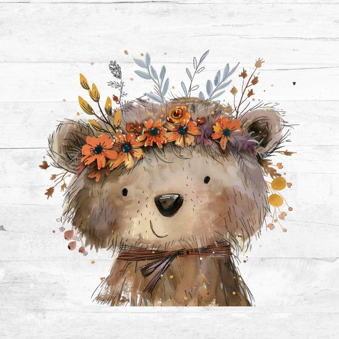 Bügelbild BlumenBärchen