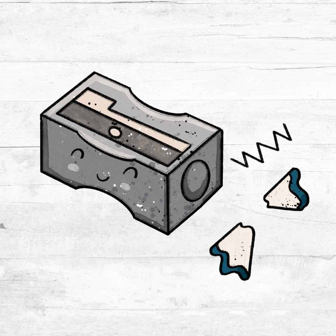 Bügelbild Schreibzeug Spitzer grau