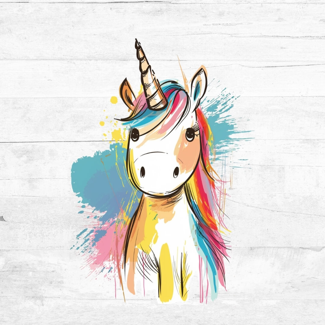 Bügelbild buntes Einhorn