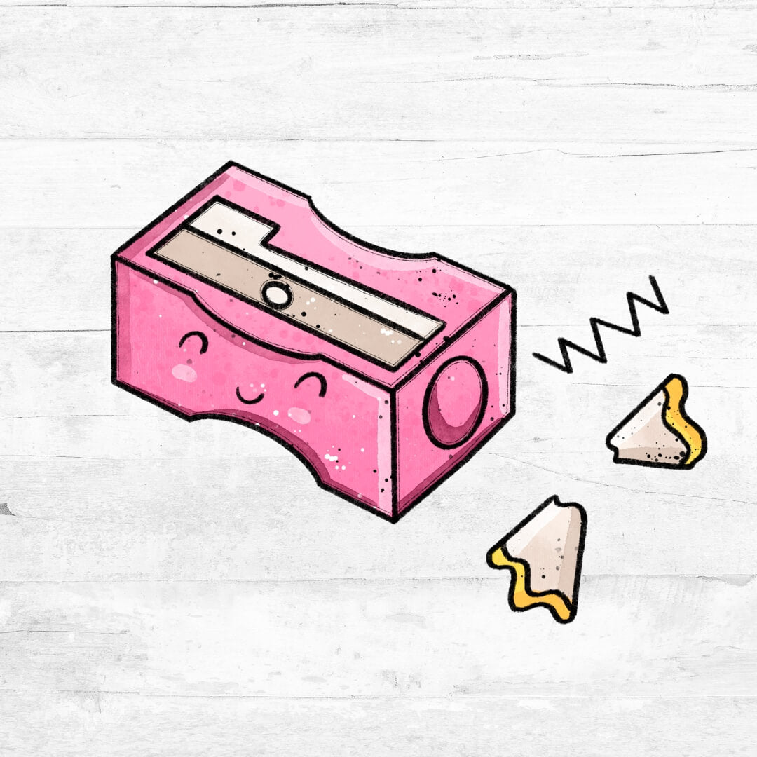 Bügelbild Schreibzeug Spitzer rosa