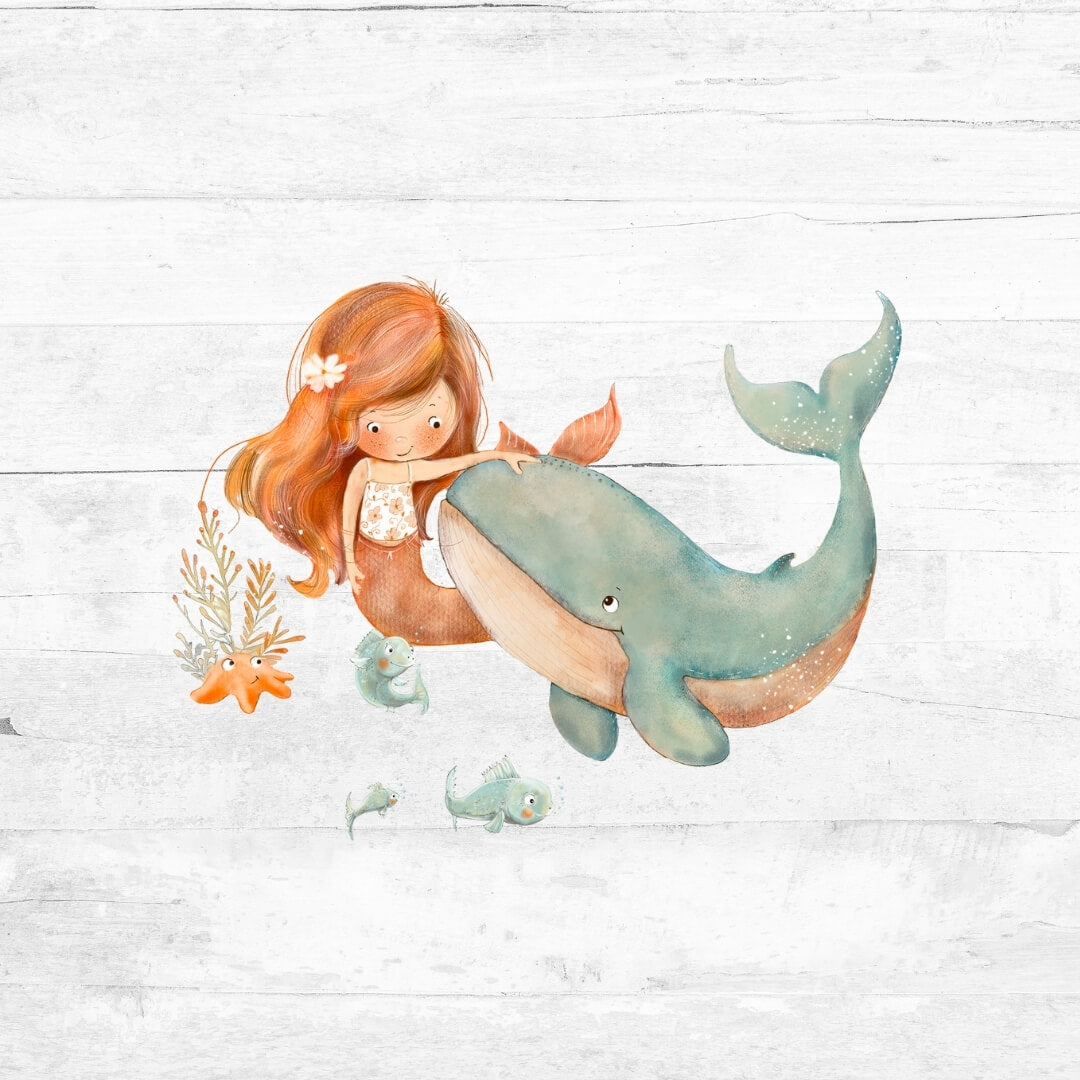 Bügelbild kleine Meerjungfrau und der Wal