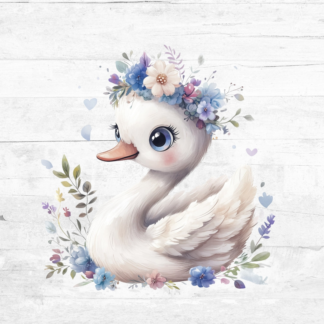 Bügelbild Blue Flower Animals 14 - Schwan