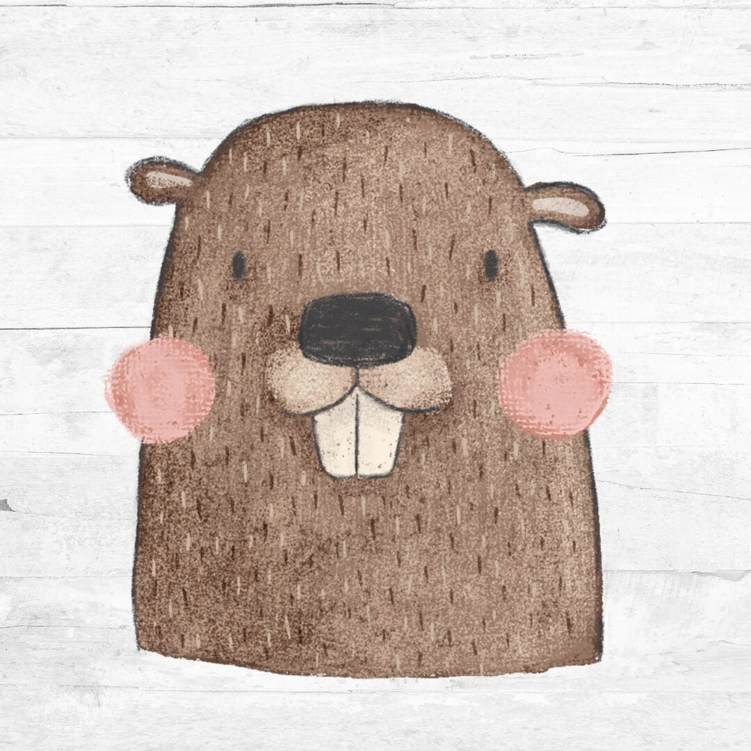 Bügelbild Waldtiere Bieber