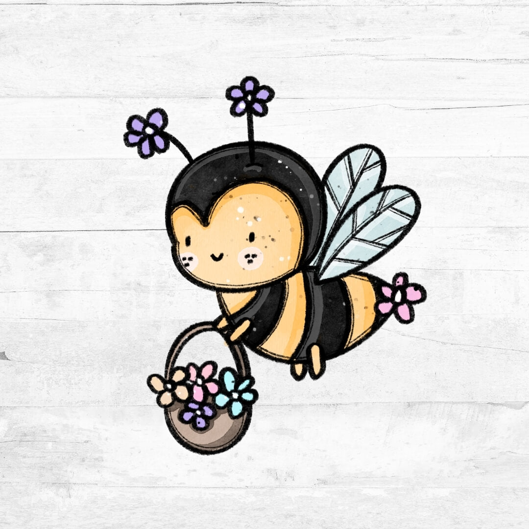 Bügelbild SpringLove - Bienchen mit Blumen