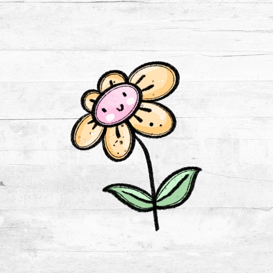 Bügelbild SpringLove - Blume mit Gesicht gelb