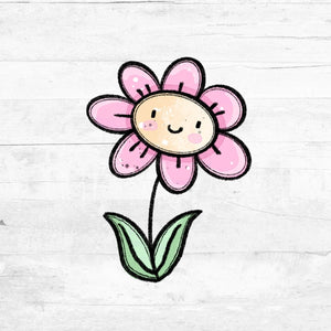 Bügelbild SpringLove - Blume mit Gesicht rosa