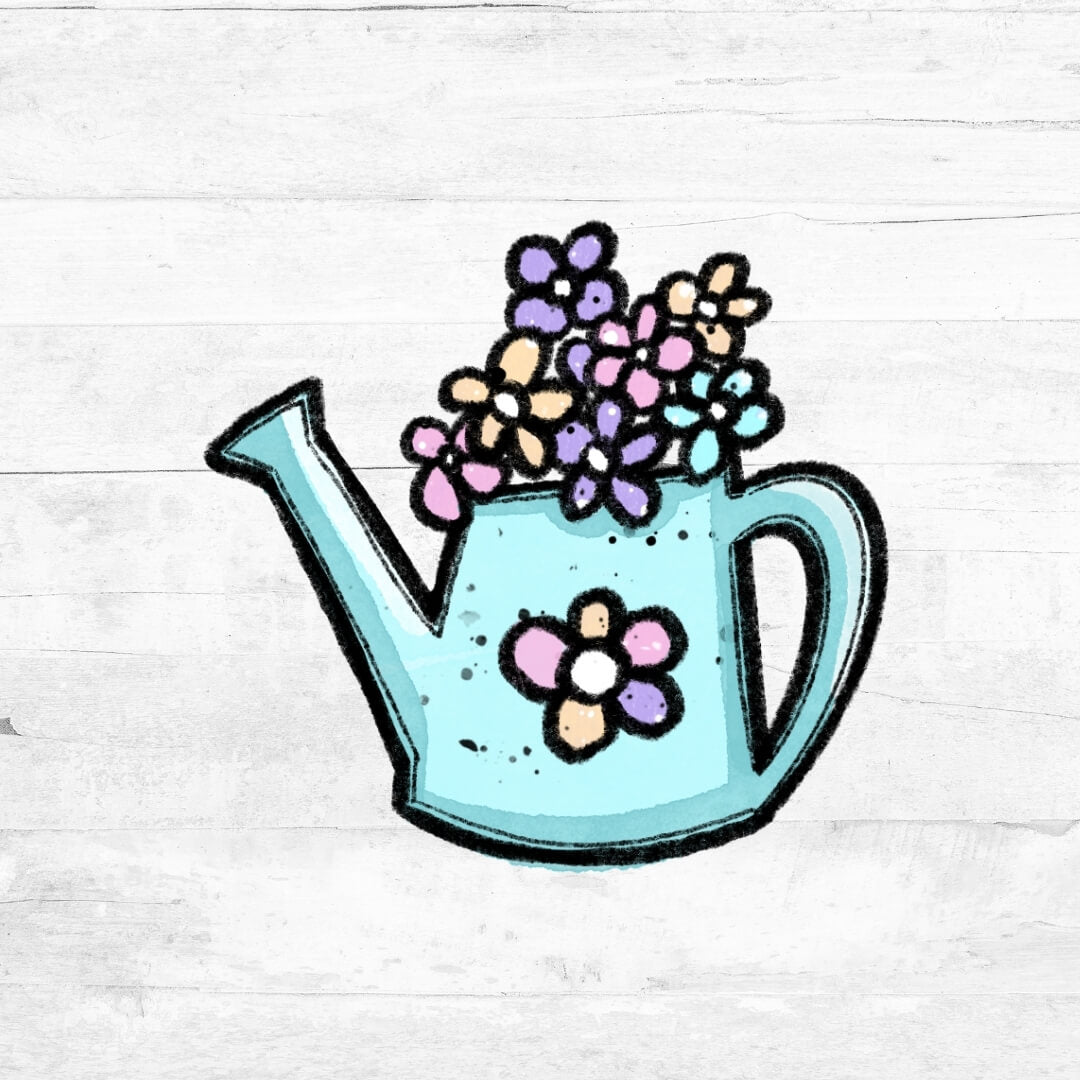 Bügelbild SpringLove - Gieskanne mit Blumen