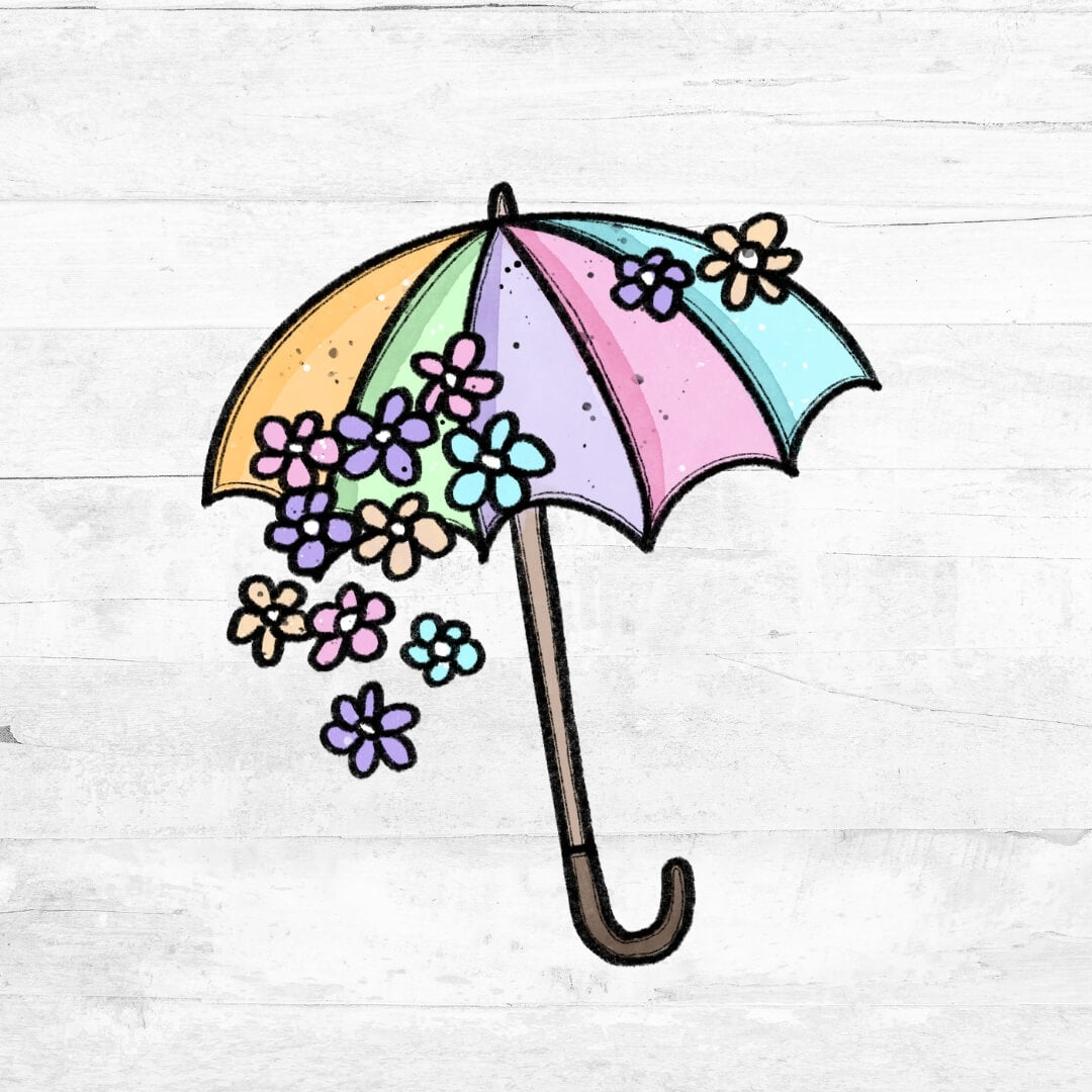 Bügelbild SpringLove - Sonnenschirm mit Blumen