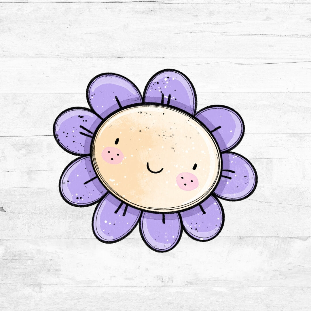 Bügelbild SpringLove - Blume mit Gesicht lila