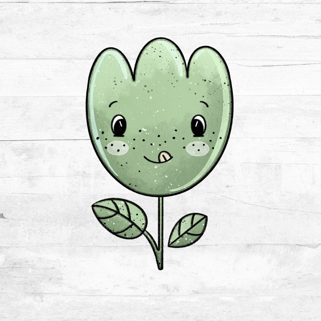 Bügelbild FlowerBabies - Blume grün 2