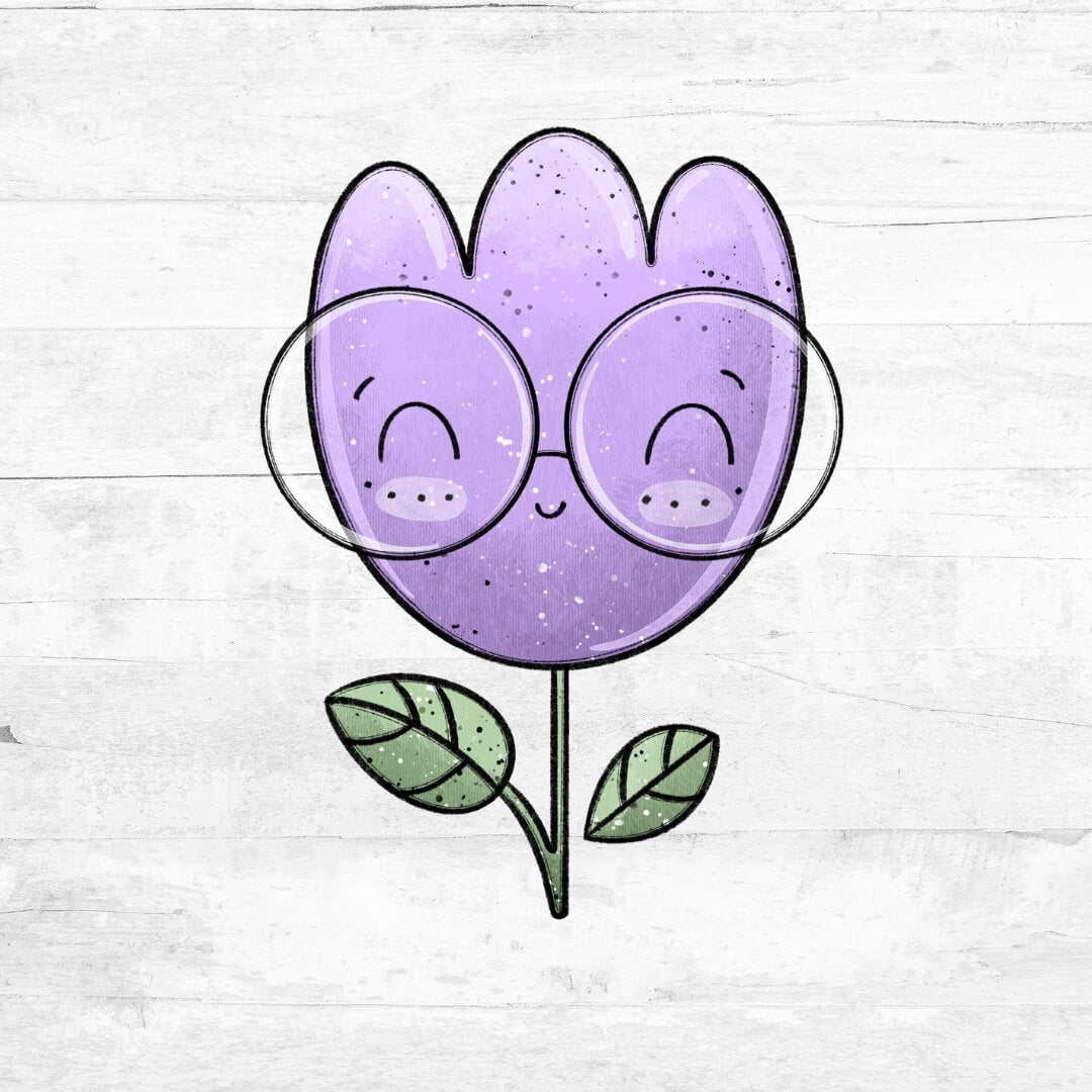 Bügelbild FlowerBabies - Blume lila 3