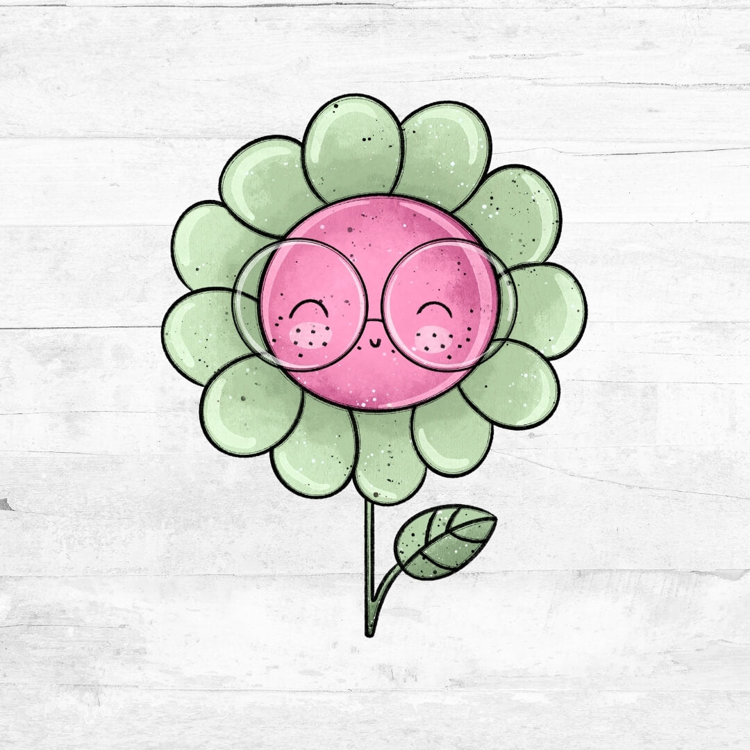 Bügelbild FlowerBabies - Blume grün-rosa 1