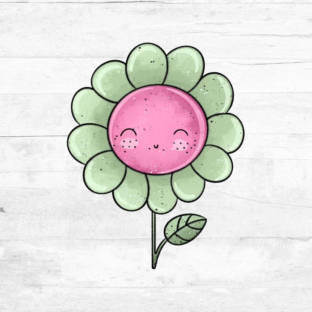 Bügelbild FlowerBabies - Blume grün-rosa 2