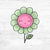Bügelbild FlowerBabies - Blume grün-rosa 2