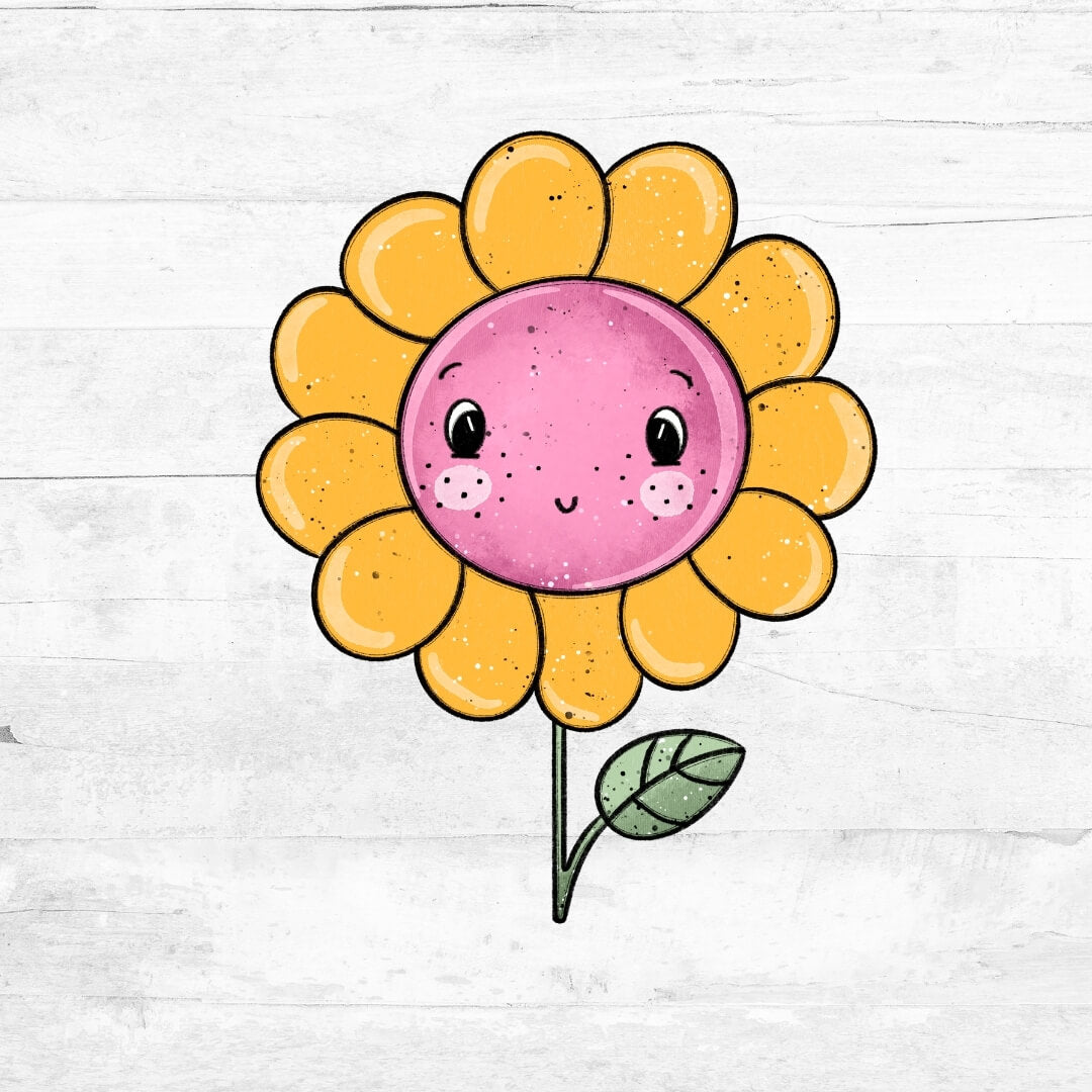 Bügelbild FlowerBabies - Blume gelb-rosa 1