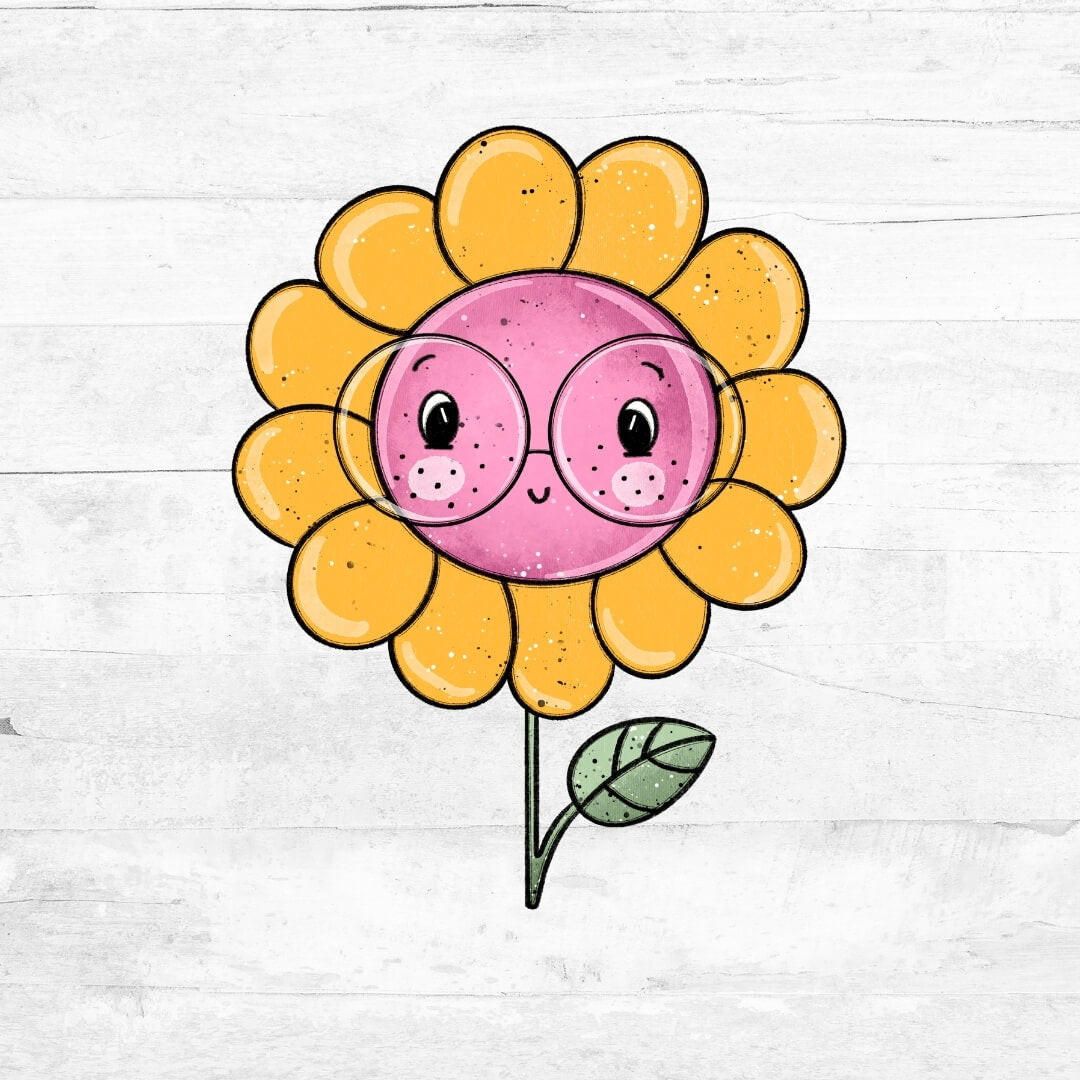 Bügelbild FlowerBabies - Blume gelb-rosa 2