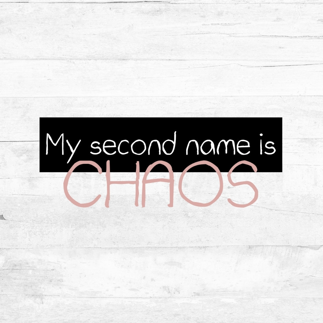 Bügelbild My second name is Chaos - strawberry milk