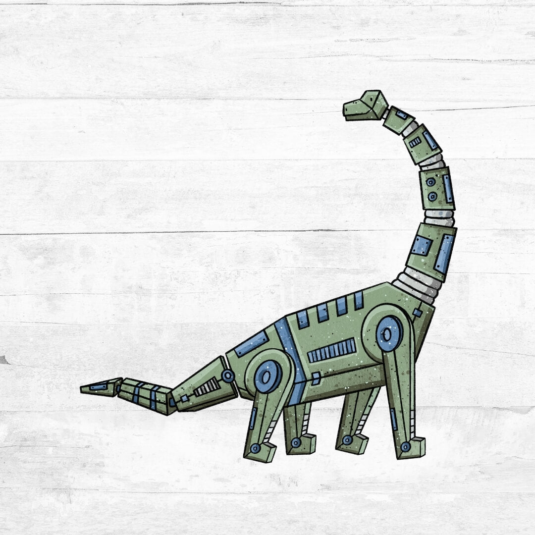 Bügelbild RoboterDinoWorld - Langhals grün