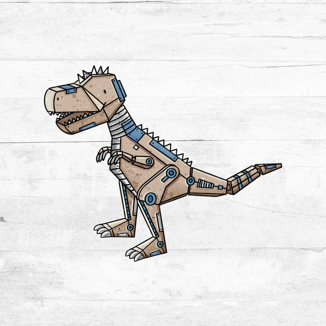 Bügelbild RoboterDinoWorld - T-Rex braun
