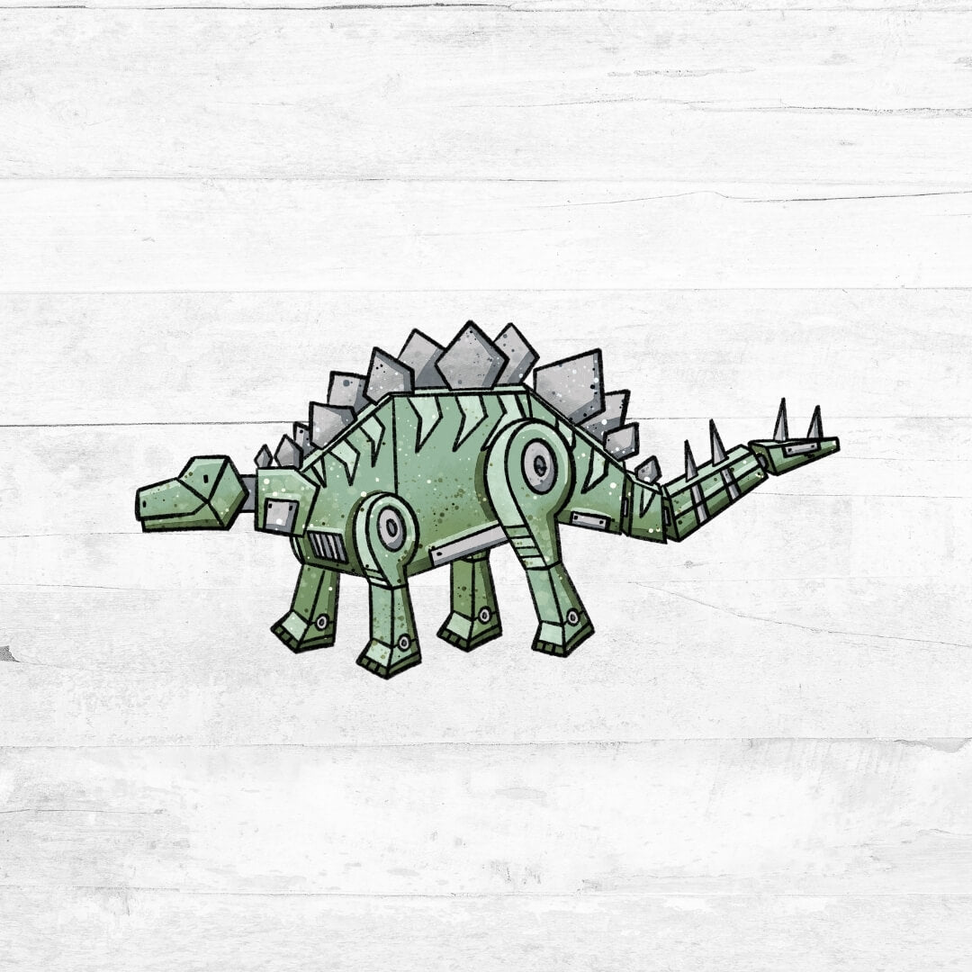Bügelbild RoboterDinoWorld - Stegosaurus grün