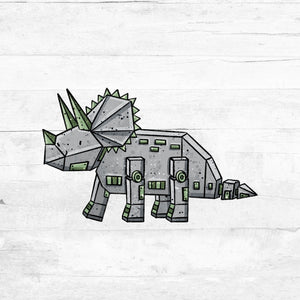 Bügelbild RoboterDinoWorld - Triceratops grau