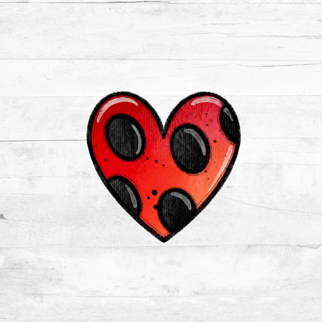 Bügelbild Marienkäferchen Herz