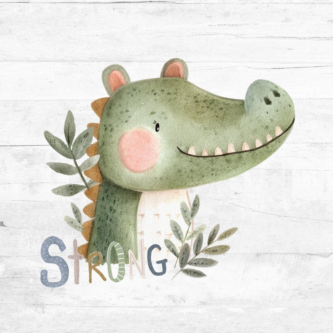 Bügelbild Wildlings - Kroko mit Schrift