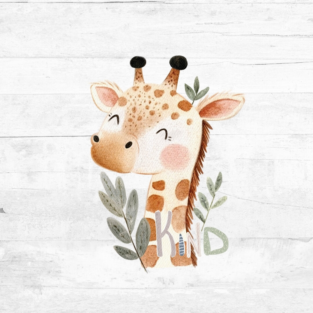 Bügelbild Wildlings - Giraffe mit Schrift