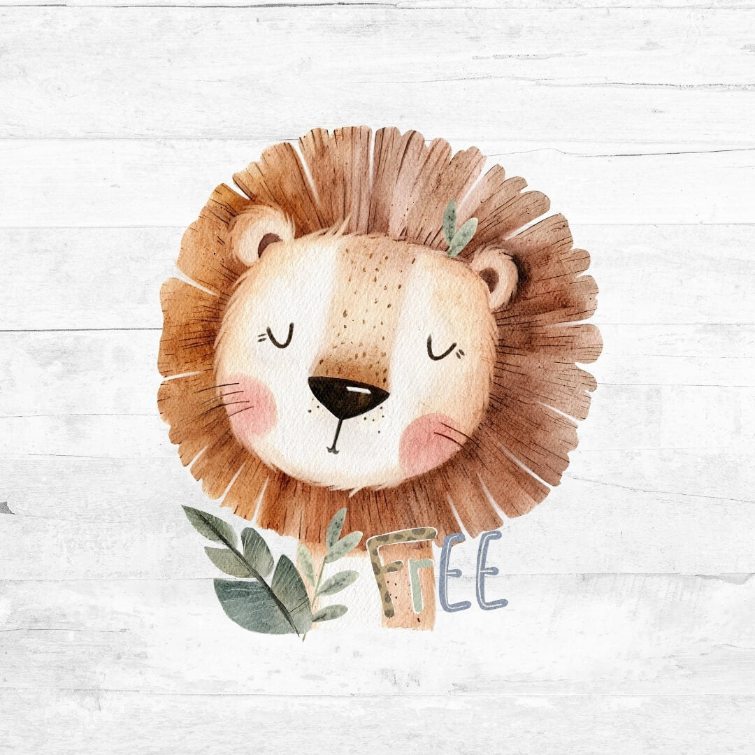 Bügelbild Wildlings - Löwe mit Schrift