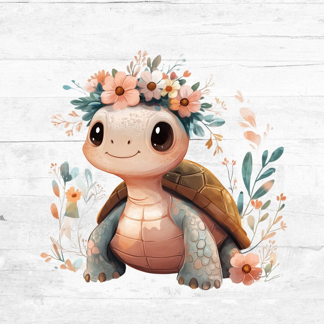 Bügelbild Flower Animals 3 - Schildkröte