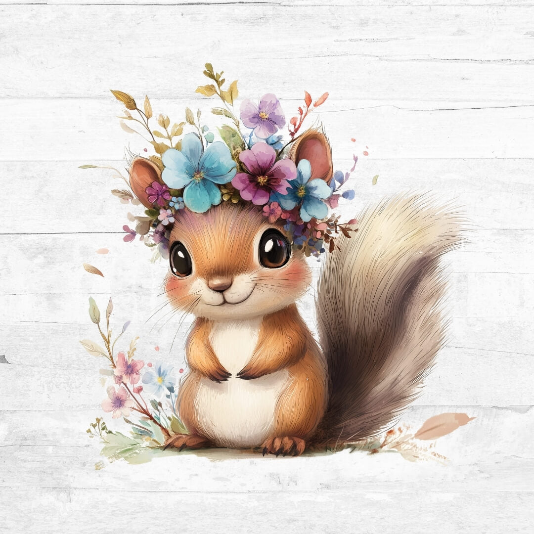 Bügelbild Blue Flower Animals 2 - Eichhörnchen 2