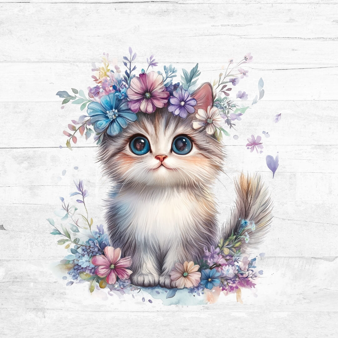 Bügelbild Blue Flower Animals 4 - Katze 2