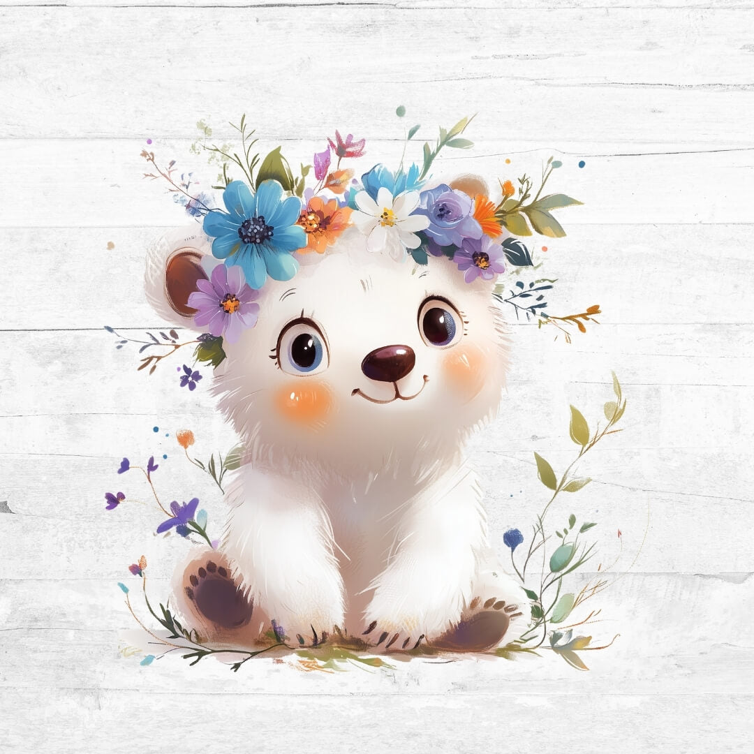 Bügelbild Blue Flower Animals 5 - Eisbär 1