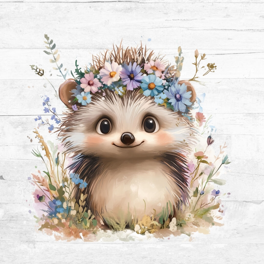 Bügelbild Blue Flower Animals 10 - Igel 2