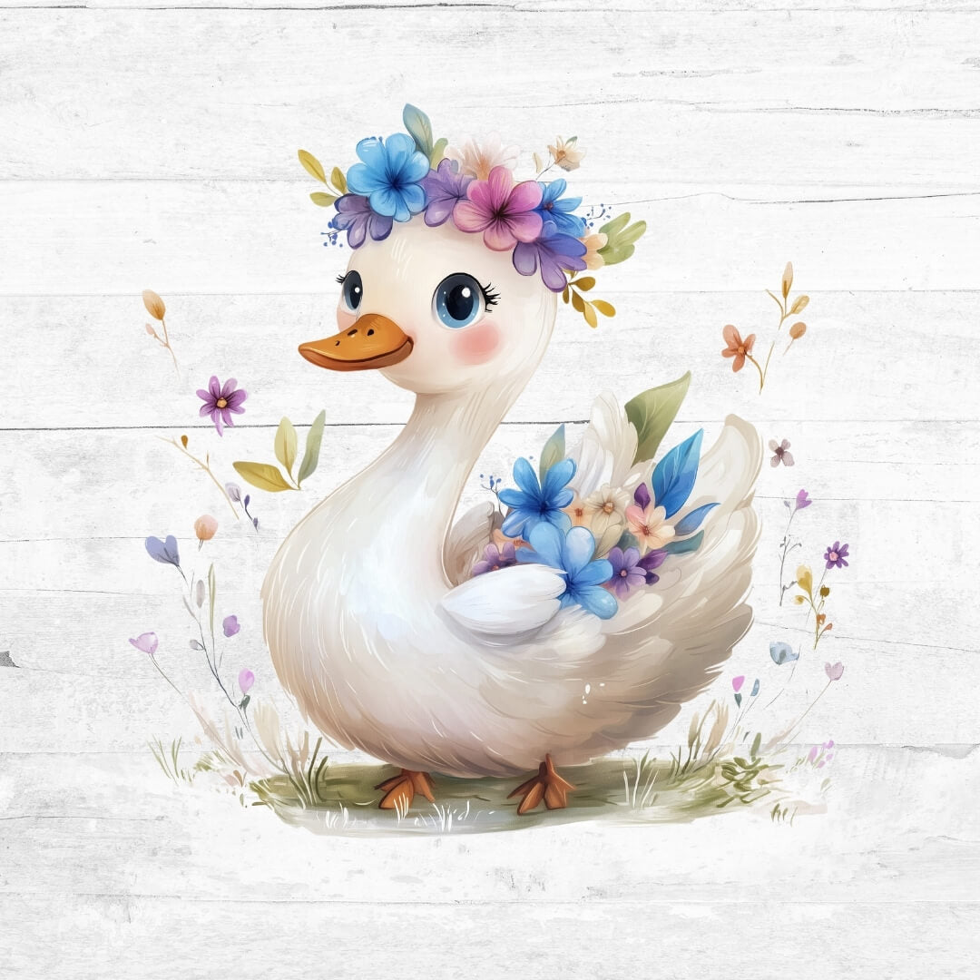Bügelbild Blue Flower Animals 13 - Ente