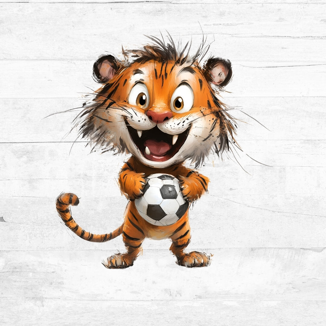 Bügelbild Fußball Tiere 3 - Tiger 1