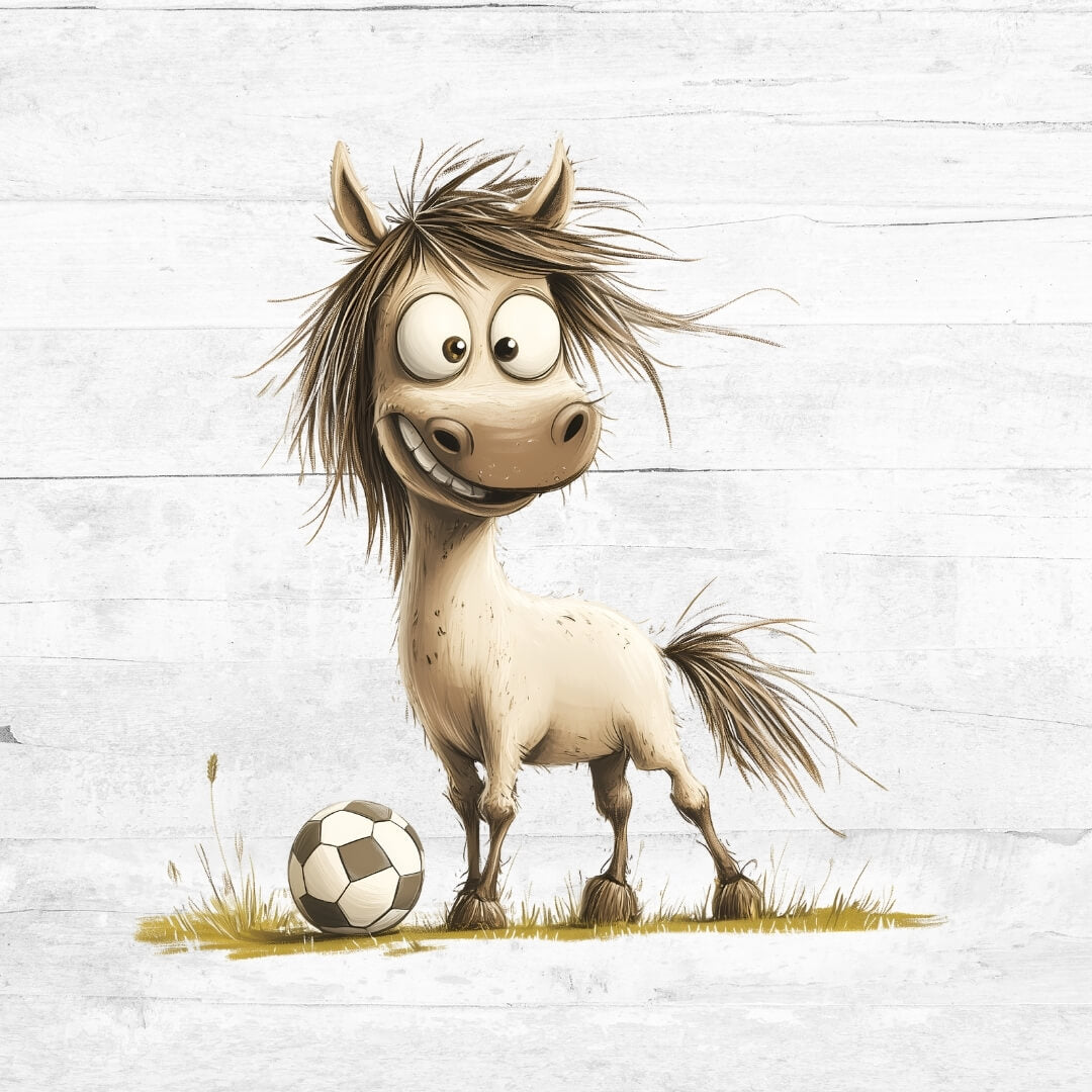 Bügelbild Fußball Tiere 7 - Pferd 1
