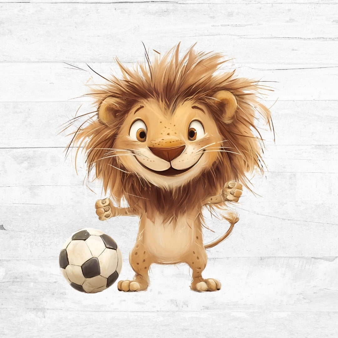 Bügelbild Fußball Tiere 5 - Löwe 1