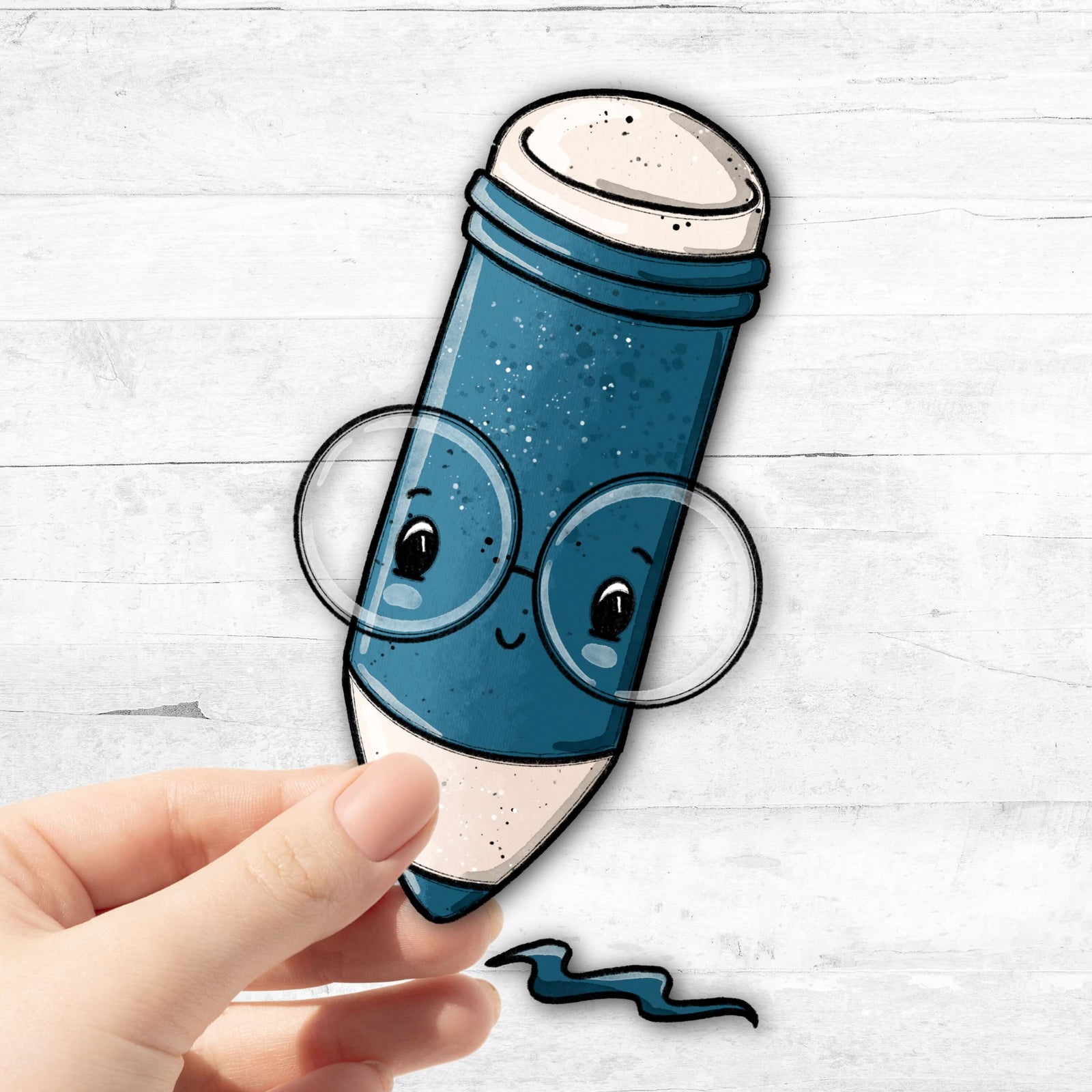 Bügelbild Schreibzeug Stift blau