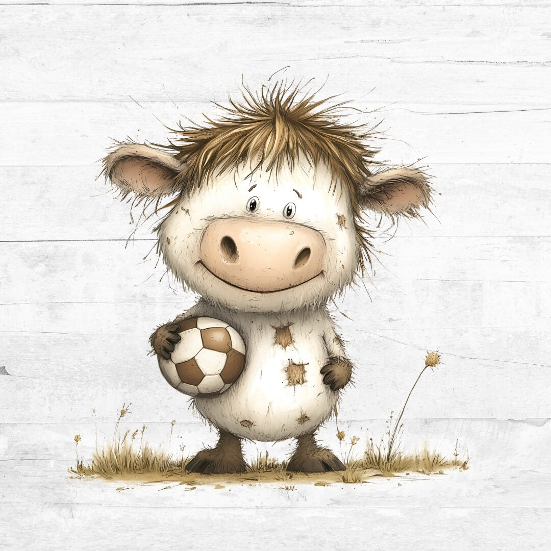 Bügelbild Fußball Tiere 9 - Kuh 1