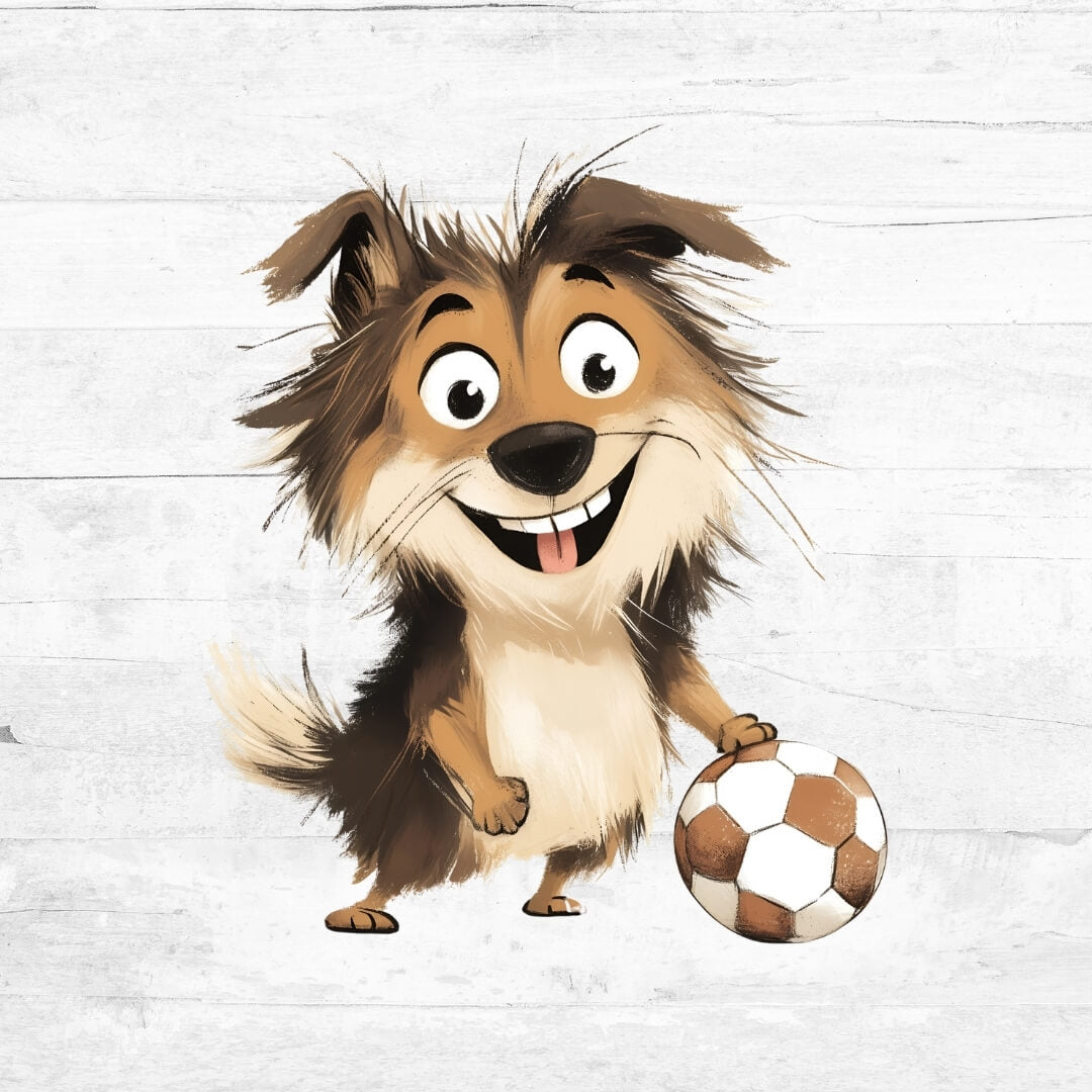 Bügelbild Fußball Tiere 11 - Hund 1
