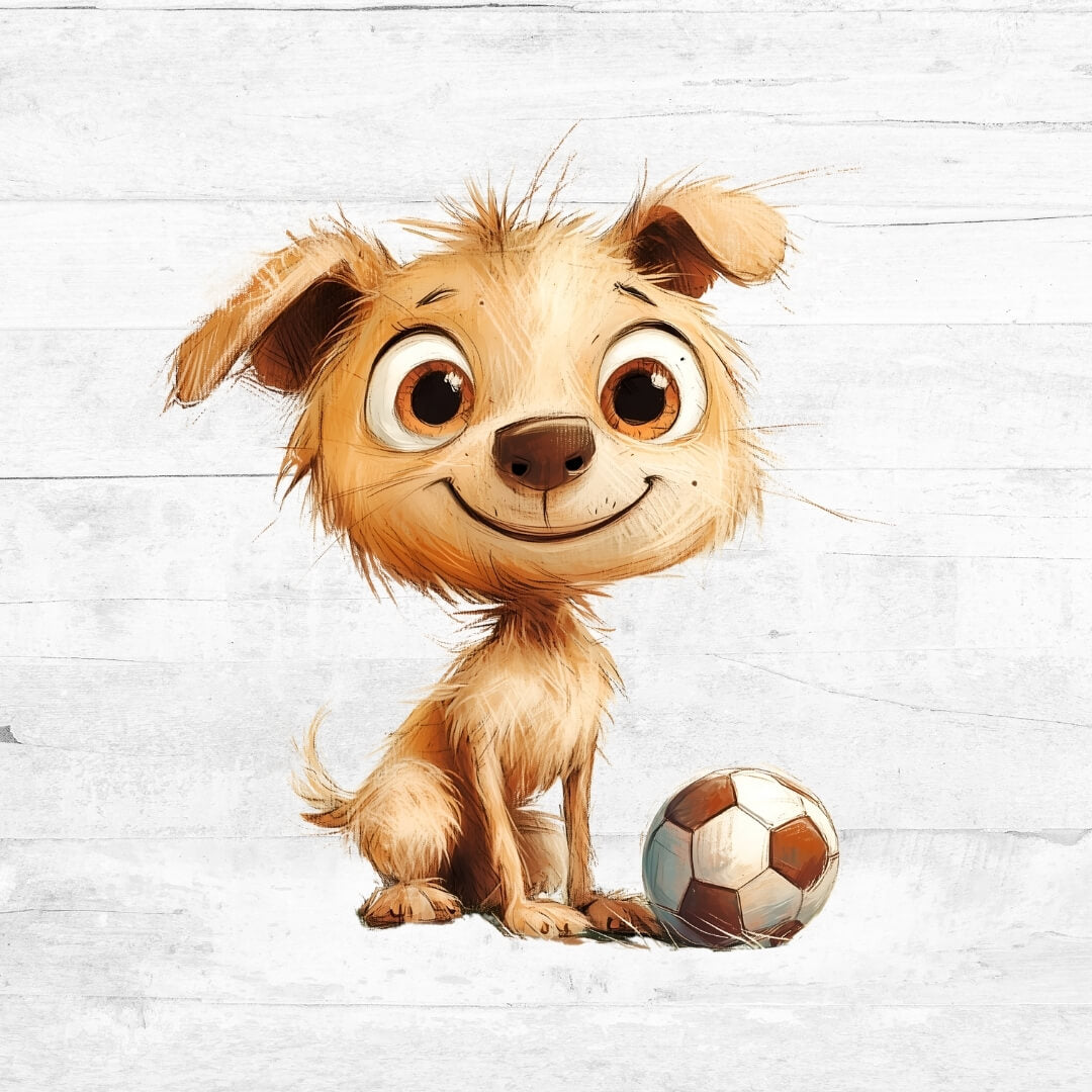 Bügelbild Fußball Tiere 12 - Hund 2