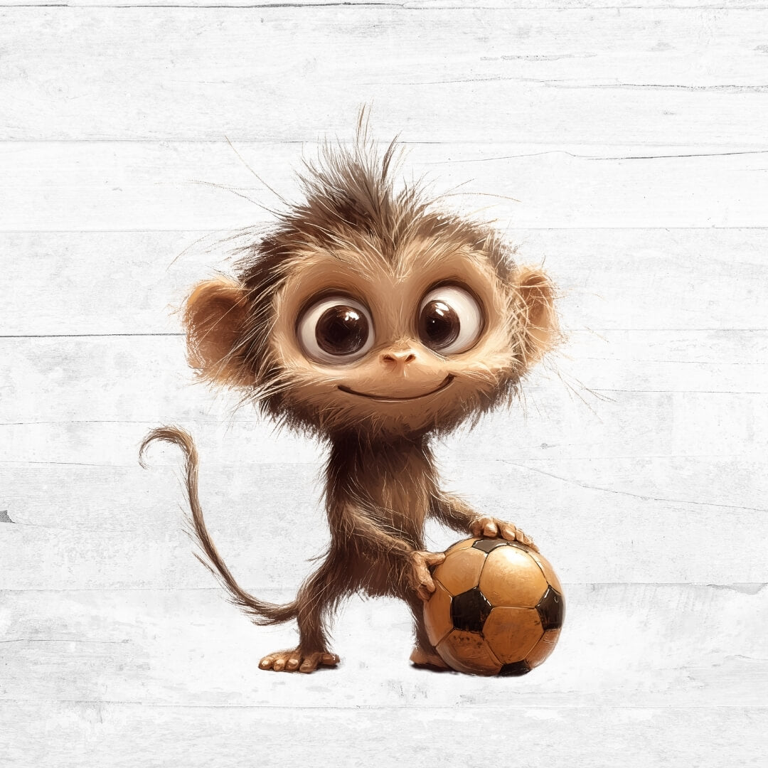 Bügelbild Fußball Tiere 14 - Affe 1