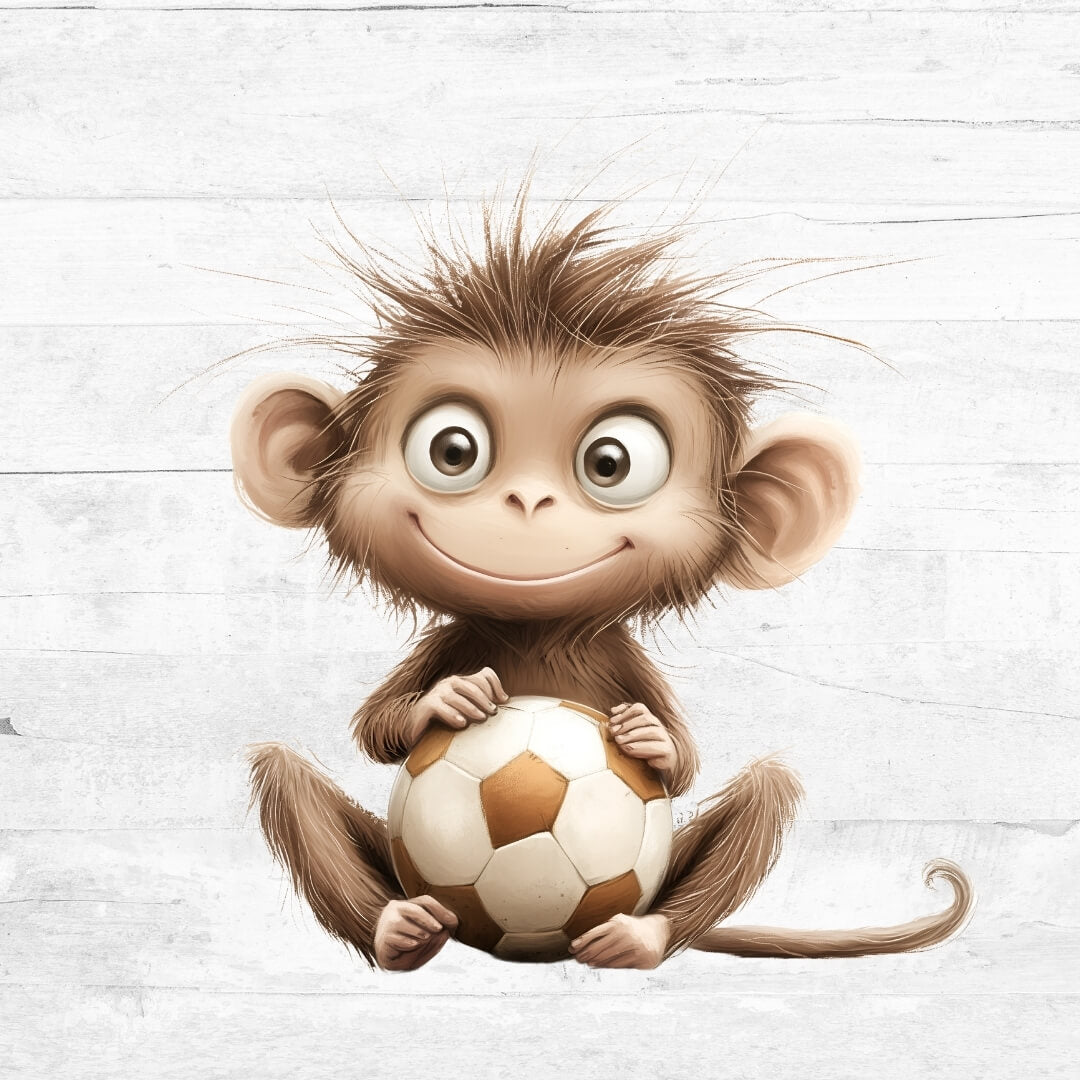 Bügelbild Fußball Tiere 15 - Affe 2
